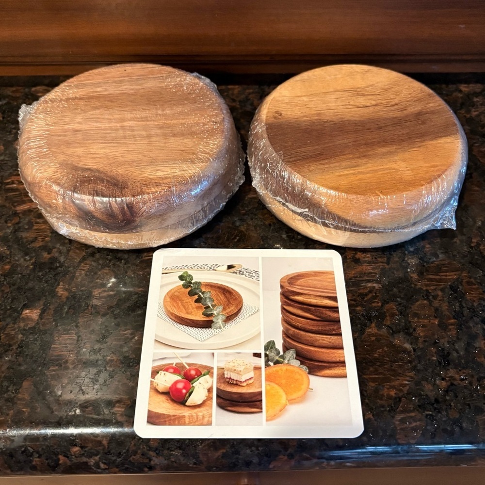 New!! Set of 4 Wooden Appetizer Plates 4.75”